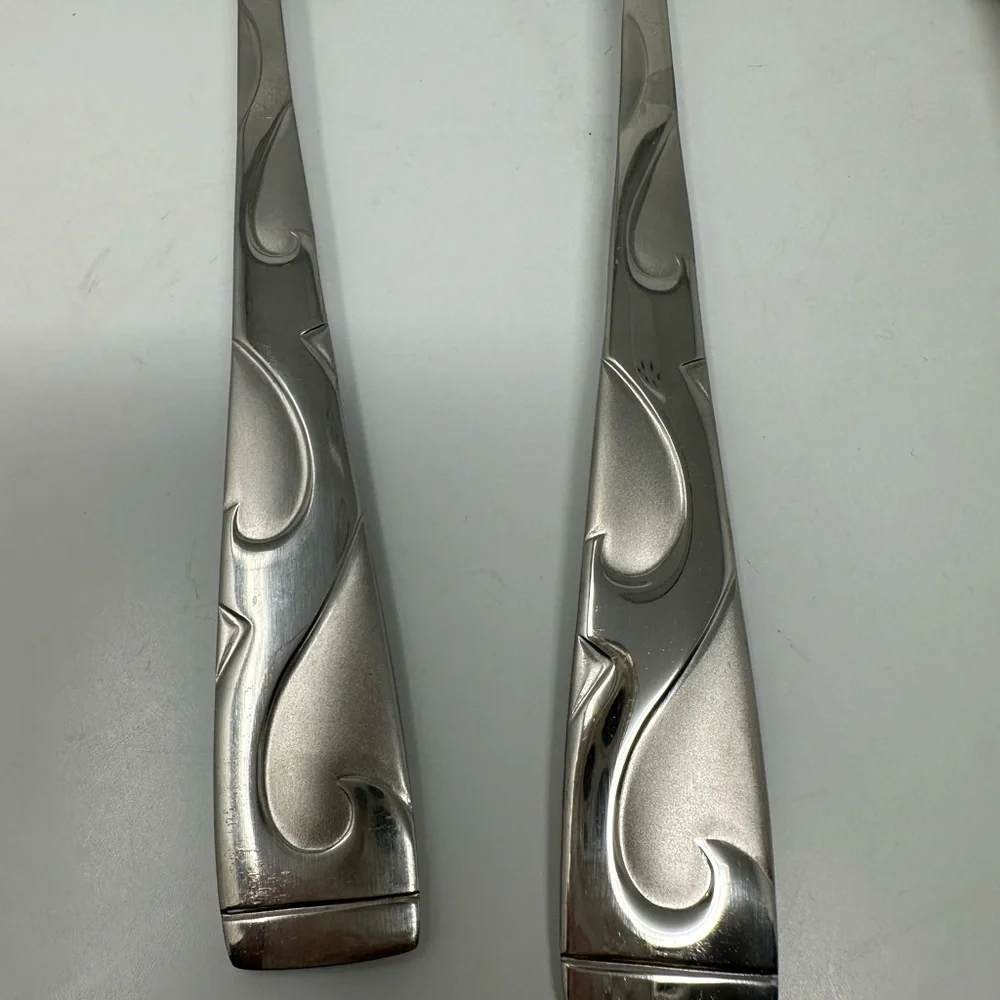 Oneida Stainless Tuscany Pattern Set of 3 Pieces Large Serving Spoons & Fork